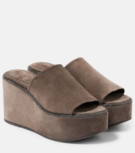 Suede wedge sandals - Brunello Cucinelli - Modalova