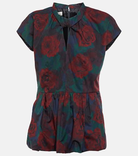 Floral peplum cotton poplin top - Dries Van Noten - Modalova