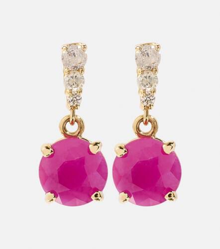 Kt gold earrings with rubies and diamonds - Stone and Strand - Modalova