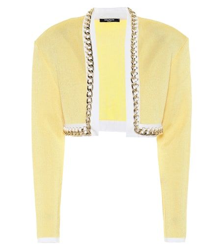 Chaqueta de punto cropped con cadena - Balmain - Modalova