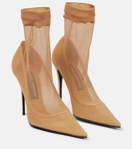 X Kim stretch tulle sock ankle boots - Dolce&Gabbana - Modalova