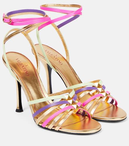 Sandalen Rockstud Strappy 105 aus Metallic-Leder - Valentino Garavani - Modalova