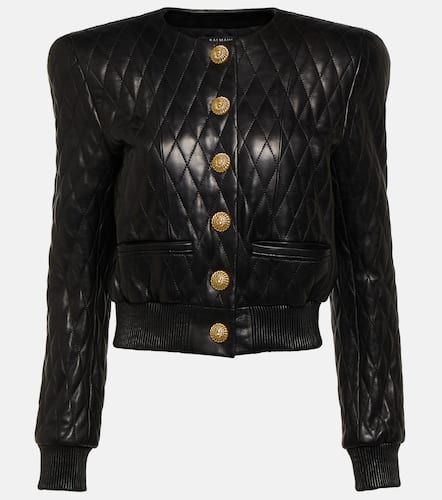 Balmain Giacca in pelle matelassé - Balmain - Modalova