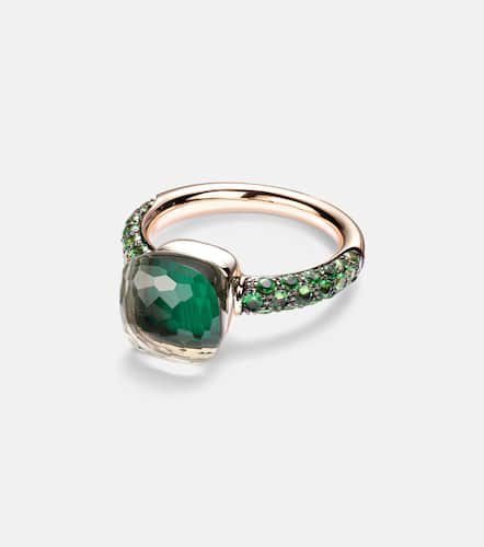 Nudo 18kt rose and white gold ring with malachite, prasiolite, and tsavorite - Pomellato - Modalova