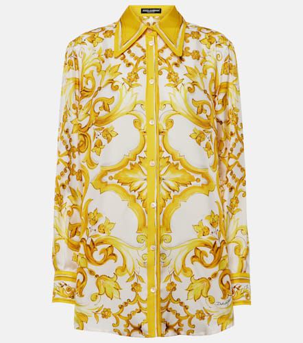 Camicia Majolica in twill di seta - Dolce&Gabbana - Modalova