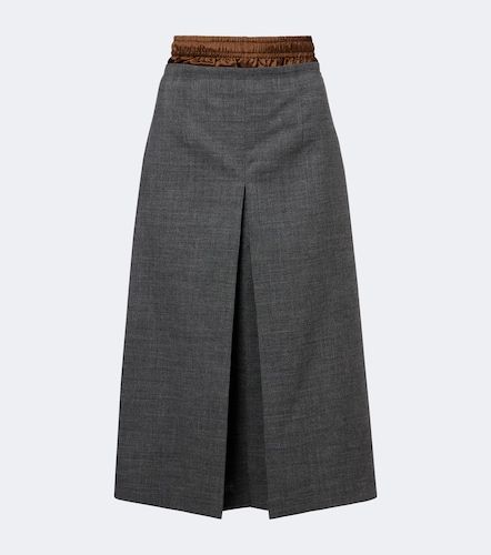 Falda midi de lana plisada a capas - Prada - Modalova