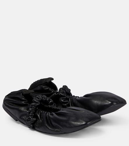 Scrunchie leather ballet flats - Ganni - Modalova