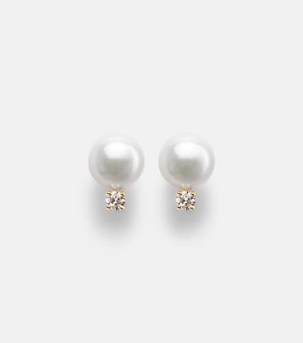Pendientes de oro de 18 ct con perlas Akoya y diamantes - Mikimoto - Modalova