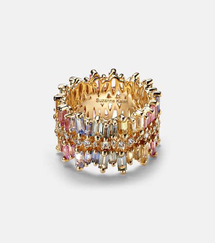 Kt gold ring with diamonds and sapphires - Suzanne Kalan - Modalova