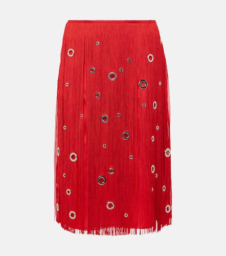 Fringed embellished silk midi skirt - Prada - Modalova