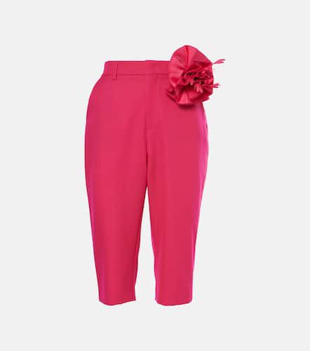 Floral-appliquÃ© wool capri pants - Area - Modalova