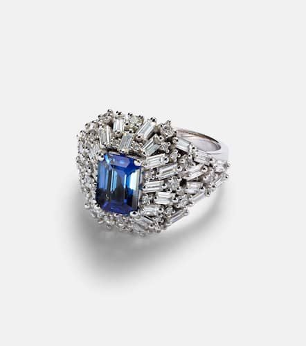 Kt white gold ring with sapphire and diamonds - Suzanne Kalan - Modalova