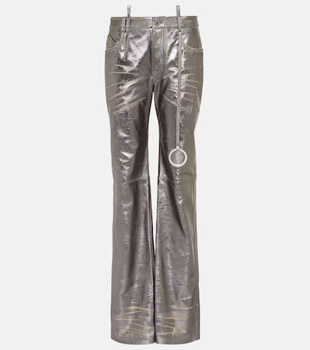 Pantalones rectos de piel metalizada - The Attico - Modalova