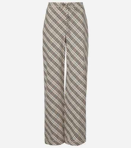 Check cotton wide-leg pants - Burberry - Modalova