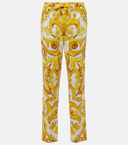 Majolica high-rise cotton straight pants - Dolce&Gabbana - Modalova