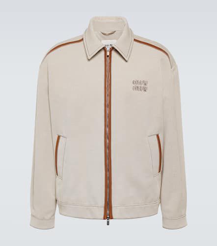 Leather-trimmed cotton canvas blouson jacket - Miu Miu - Modalova