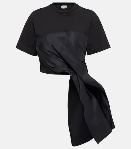 T-shirt asimmetrica Hybrid Drape in cotone e faille - Alexander McQueen - Modalova