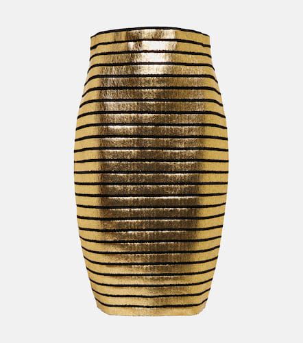 Striped cotton-blend bodycon skirt - Balmain - Modalova