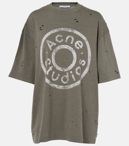 Distressed logo cotton-blend T-shirt - Acne Studios - Modalova