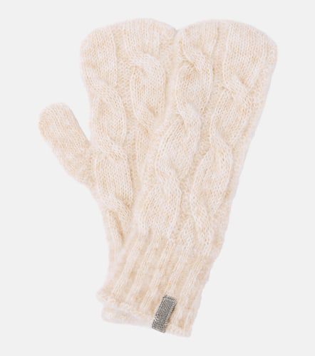 Embellished cable-knit wool gloves - Brunello Cucinelli - Modalova