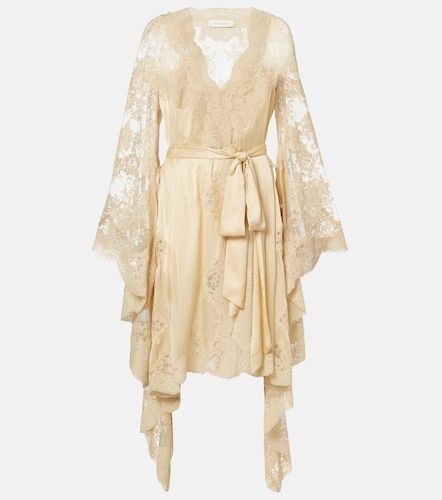 Vestido midi Como de seda drapeado con encaje - Zimmermann - Modalova