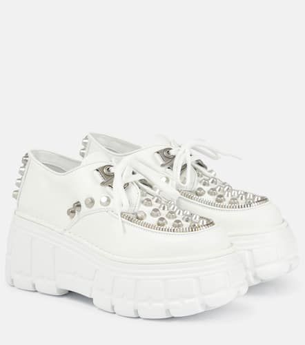 Embellished leather platform derby shoes - Miu Miu - Modalova