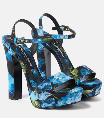Sandalias con plataforma de satén floral - Dolce&Gabbana - Modalova