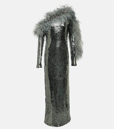 Garbo Disco feather-trimmed sequined gown - Taller Marmo - Modalova