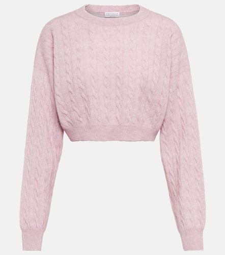 Cable-knit alpaca wool and cotton cropped sweater - Brunello Cucinelli - Modalova