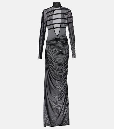 Vestido largo fruncido de malla - Jean Paul Gaultier - Modalova