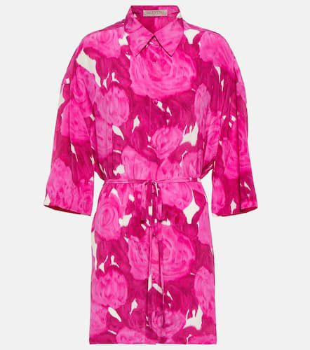 Belted floral silk shirt dress - Valentino - Modalova