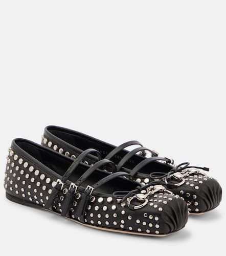 Horsebit studded leather ballet flats - Gucci - Modalova