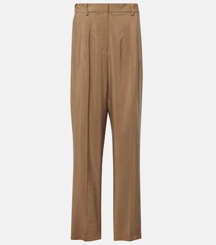 Pleated silk-blend twill straight pants - Joseph - Modalova
