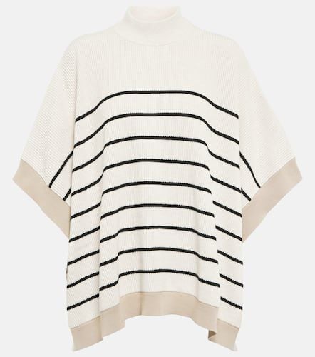 Striped ribbed-knit cotton poncho - Brunello Cucinelli - Modalova