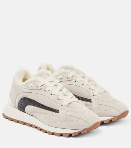 Sneakers Monili aus Veloursleder mit Shearling - Brunello Cucinelli - Modalova