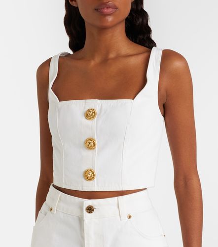 Balmain Crop top de denim - Balmain - Modalova