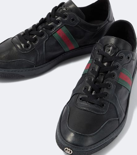 Stretch Web Stripe leather sneakers - Gucci - Modalova