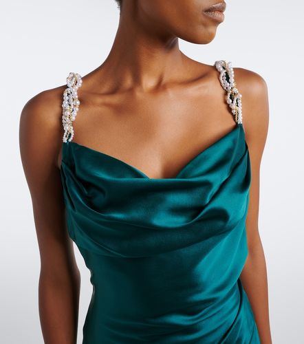 Vestido de fiesta de satén de seda adornado - Balmain - Modalova