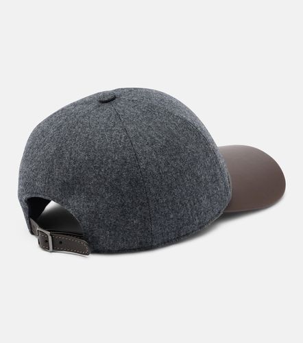 Monili leather and virgin wool baseball cap - Brunello Cucinelli - Modalova