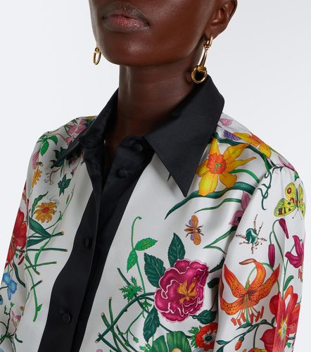 Camicia Flora in twill di seta - Gucci - Modalova