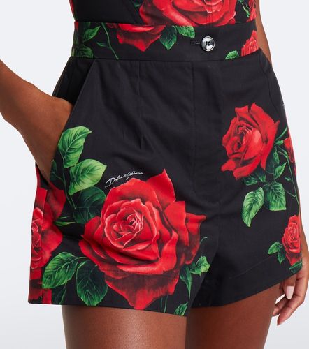 Shorts in cotone con stampa floreale - Dolce&Gabbana - Modalova
