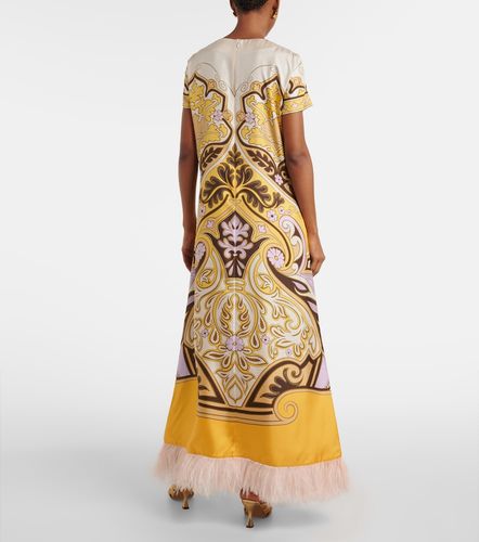 Vestido largo de seda con plumas - La DoubleJ - Modalova