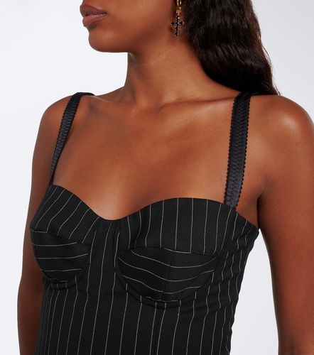 Abito corto in misto lana e seta gessato - Dolce&Gabbana - Modalova