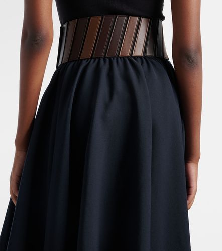 Leather-trimmed wool midi skirt - Alaia - Modalova