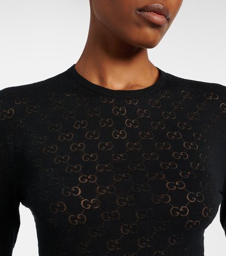 GG cotton-blend devore T-shirt - Gucci - Modalova