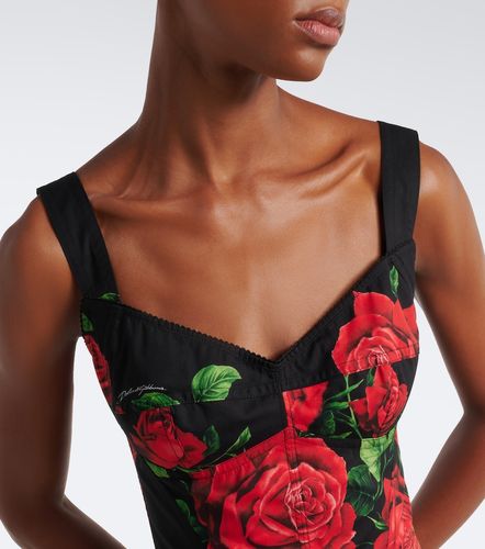 Bustier in misto cotone con stampa floreale - Dolce&Gabbana - Modalova