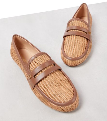 Leather-trimmed raffia loafers - Gianvito Rossi - Modalova