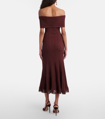 Vestido midi plisado con encaje - Self-Portrait - Modalova