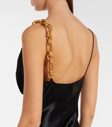Vestido de fiesta de satén drapeado con cadena - Balmain - Modalova