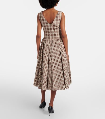 Checked cotton poplin midi dress - Prada - Modalova